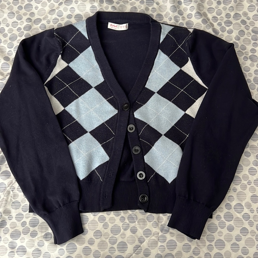 ROMWE Blue Argyle Sweater